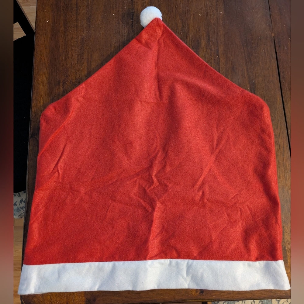 Red Santa Hat Chair Back Cover with White Trim
